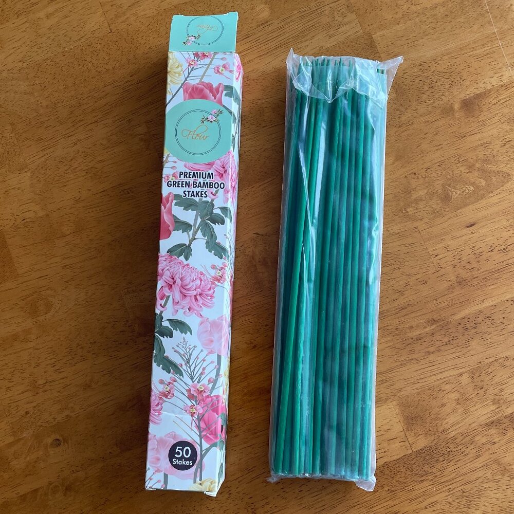 50 pieces Fleur premium green bamboo plant garden flower stakes